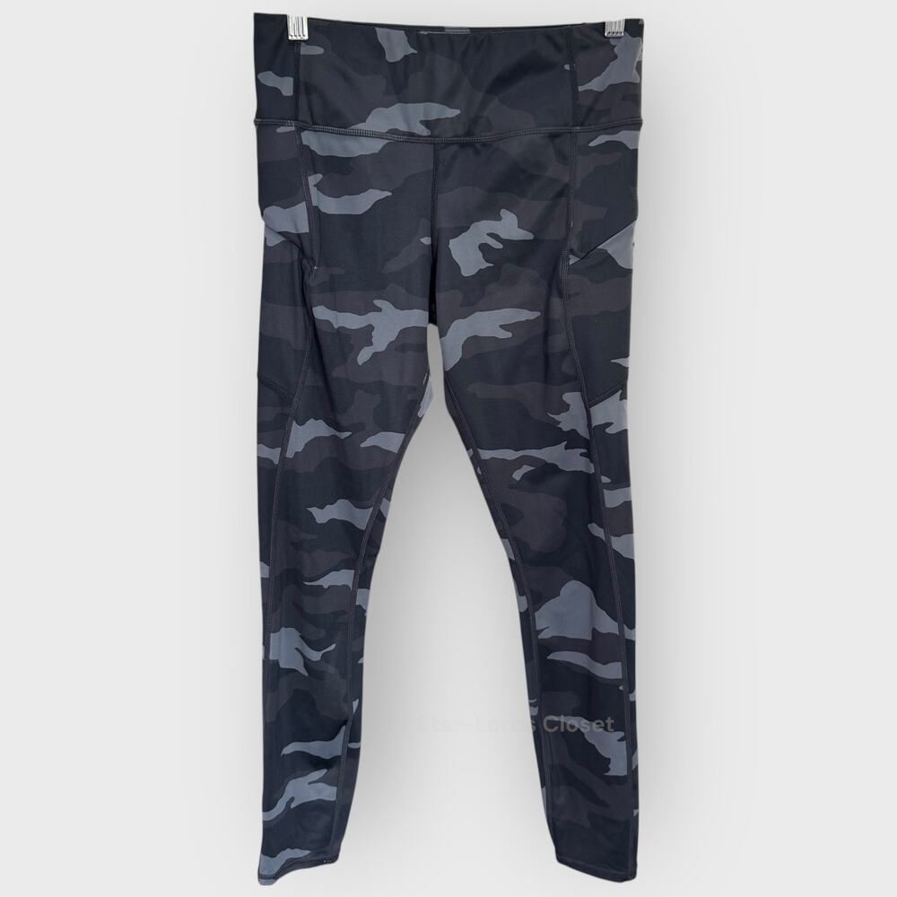 Athleta Black Camo Leggings Small 7 8 Tight Powerlift Zip Pockets